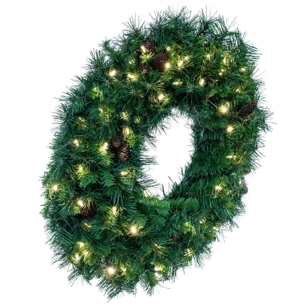 Vickerman 30" Cheyenne Pine Artificial Christmas Wreath Warm White LED Lights