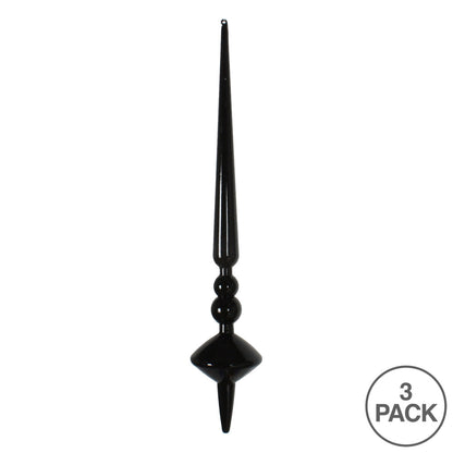 Vickerman 12" Black Shiny Cupola Finial Ornament Pack of 3