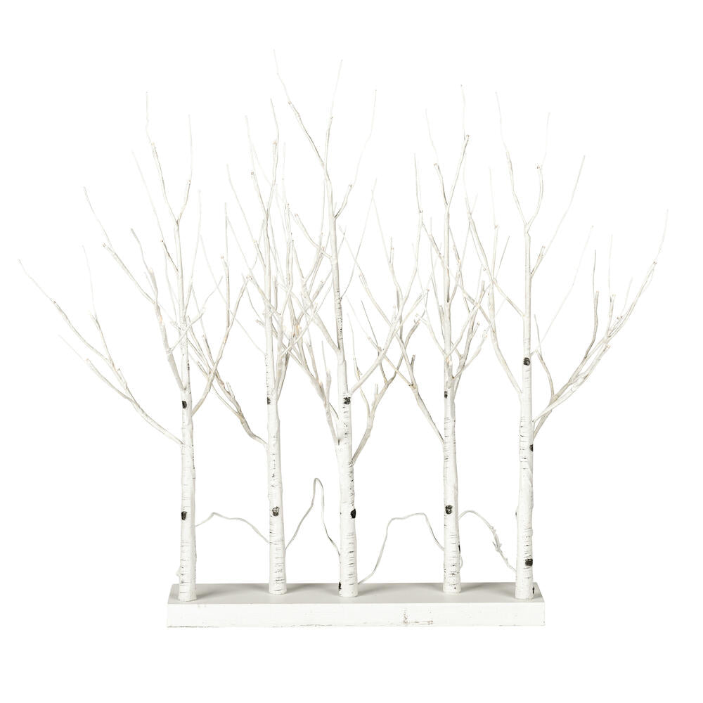 Vickerman 30" White Birch Twig Tree Grove Warm White 3mm Wide Angle LED lights 5 Piece Set.