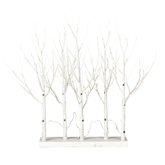 Vickerman 30" White Birch Twig Tree Grove Warm White 3mm Wide Angle LED lights 5 Piece Set.