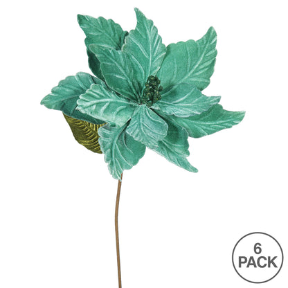 Vickerman 22" Emerald Poinsettia Artificial Christmas Flower 6 per Bag