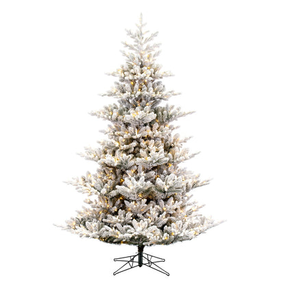 Vickerman 7.5' x 61" Flocked Hudson Fraser Fir Artificial Christmas Tree LED Warm White Lights