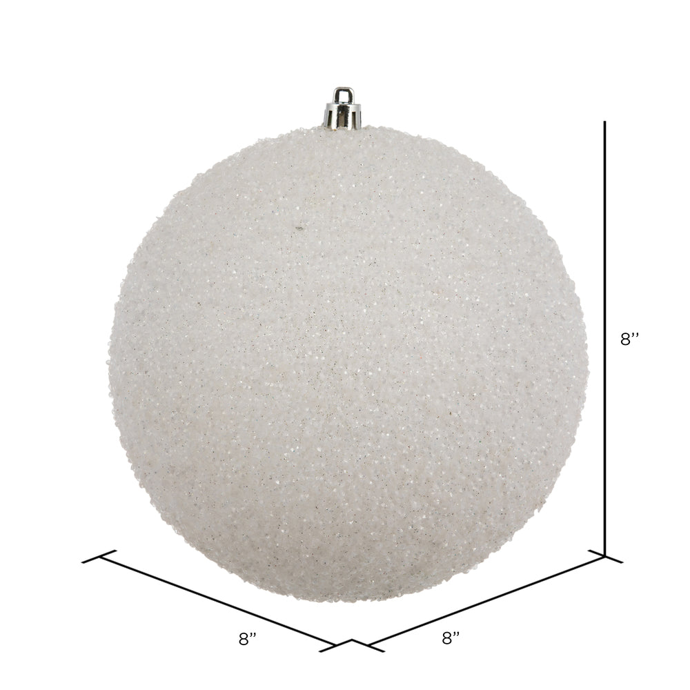 Vickerman 8" White Beaded Ball Ornament 2 per Bag