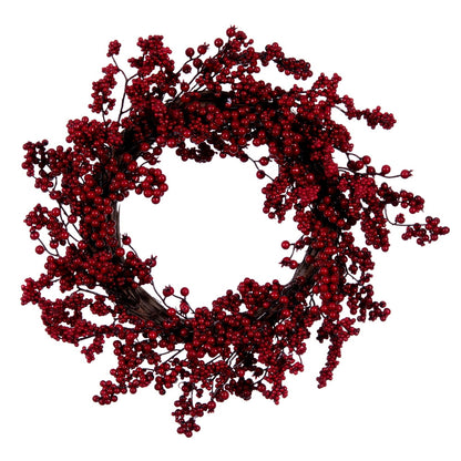 Vickerman 24" Artificial Red Outdoor Weather Resistant Berry Christmas Wreath Unlit