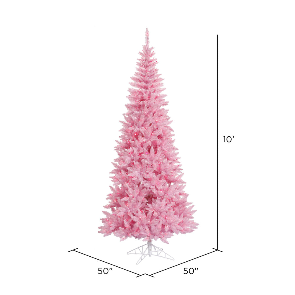 Vickerman 10' Pink Fir Slim Artificial Christmas Tree Pink  Dura-lit LED Lights