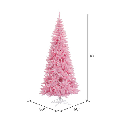 Vickerman 10' Pink Fir Slim Artificial Christmas Tree Pink  Dura-lit LED Lights