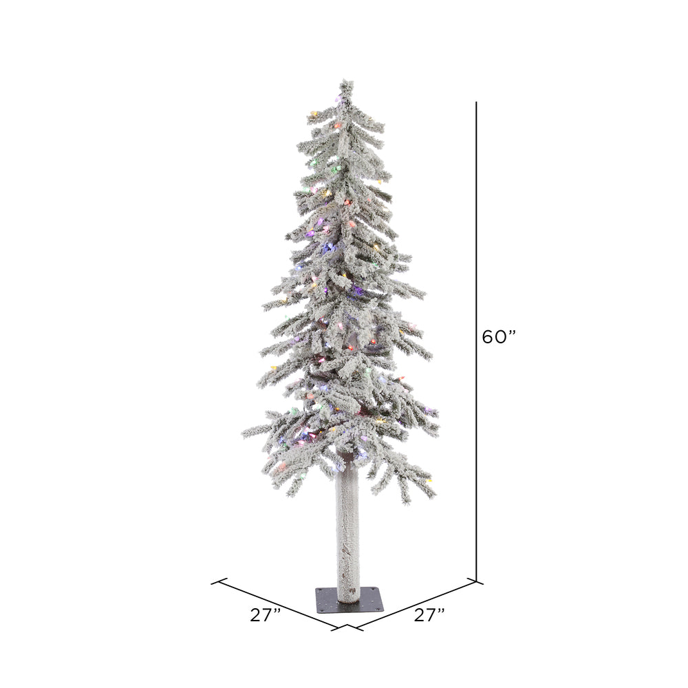 Vickerman 5' Flocked Alpine Artificial Christmas Tree Multi-Colored Dura-Lit lights