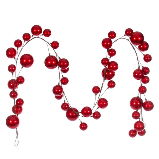 Vickerman 10' Red Ball Ornament Garland.