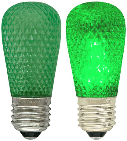 Damar- S14 Colored LED String Light Bulb with Faceted Surface Transparent Green 0.8W E26 Medium Base 120V Pack of 6- Shatterproof Waterproof Outdoor Indoor Replacement for Home Decorations Christmas
