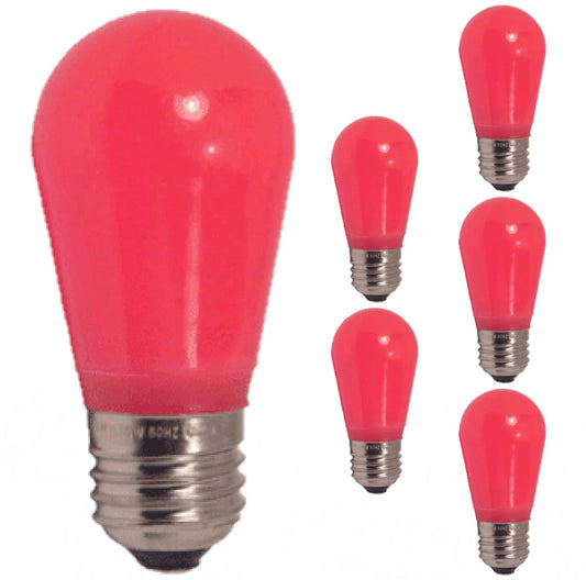 Damar- S14 Colored LED String Light Bulb Twinkle Pink Finish 0.55W-1.5W E26 Medium Base 100-130V Pack of 6- Shatterproof Waterproof Outdoor Indoor Replacement Bulb for Home Decorations Christmas