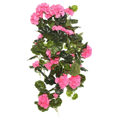 Vickerman 29" Artificial Pink Polyester Geranium Hanging Bush.