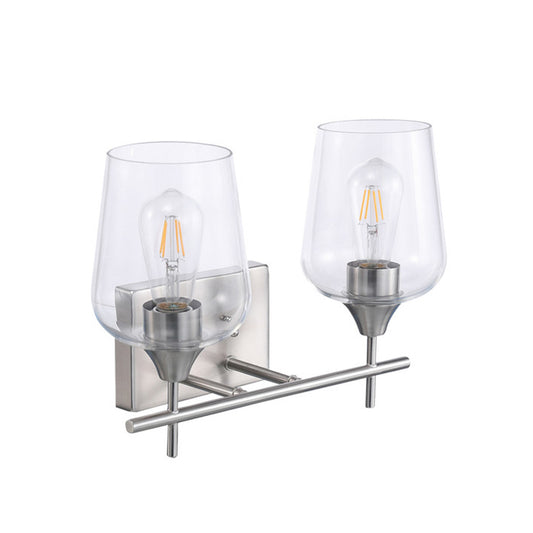 ASD Lighting 2-light Vanity Light 2xE26 60W 120V Clear Glass, Nickel ETL