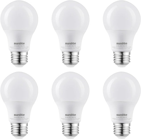 Sunlite LED A19 Light Bulb, 11 Watts (75W Equivalent), 1100 Lmns, 120V, Dimmable, Medium E26 Base, Energy Star, 90 CRI, 220 Degree Beam Angle, ETL Listed, Title-20 Compliant, 2700K Soft White, 6 Pack