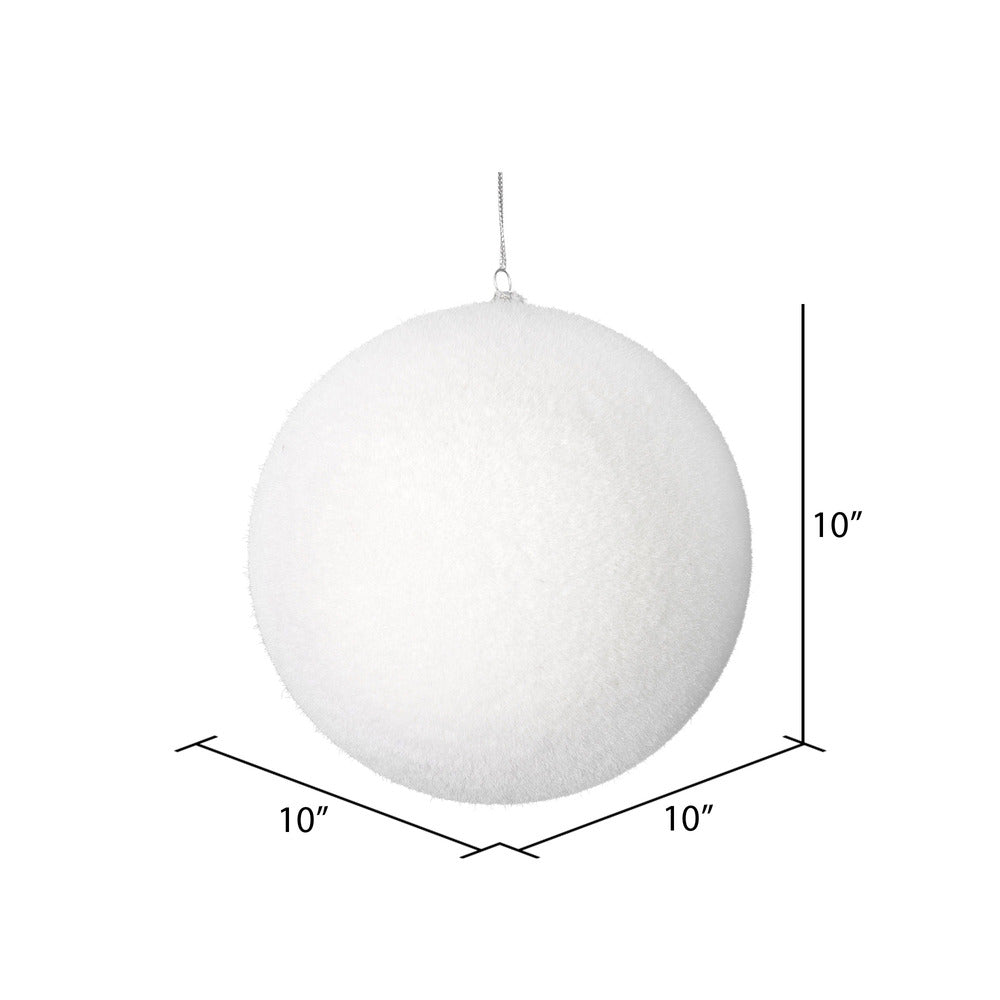 Vickerman 10" White Flocked Ball Ornament