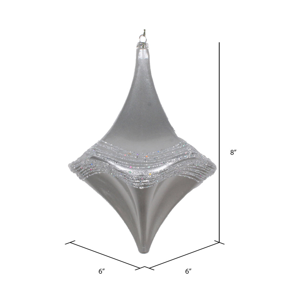 Vickerman 8" Silver Candy Glitter Drop Christmas Ornament