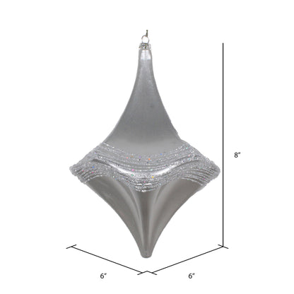 Vickerman 8" Silver Candy Glitter Drop Christmas Ornament