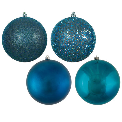 Vickerman 3" Sea Blue 4-Finish Ball Ornament Assortment 16 per Box