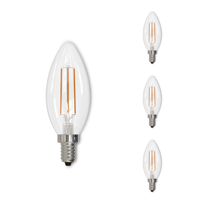 BULBRITE LED B11 CANDELABRA SCREW (E12) 4.5W DIMMABLE FILAMENT LIGHT BULB 2700K/WARM WHITE 40W INCANDESCENT EQUIVALENT 4PK (776856)