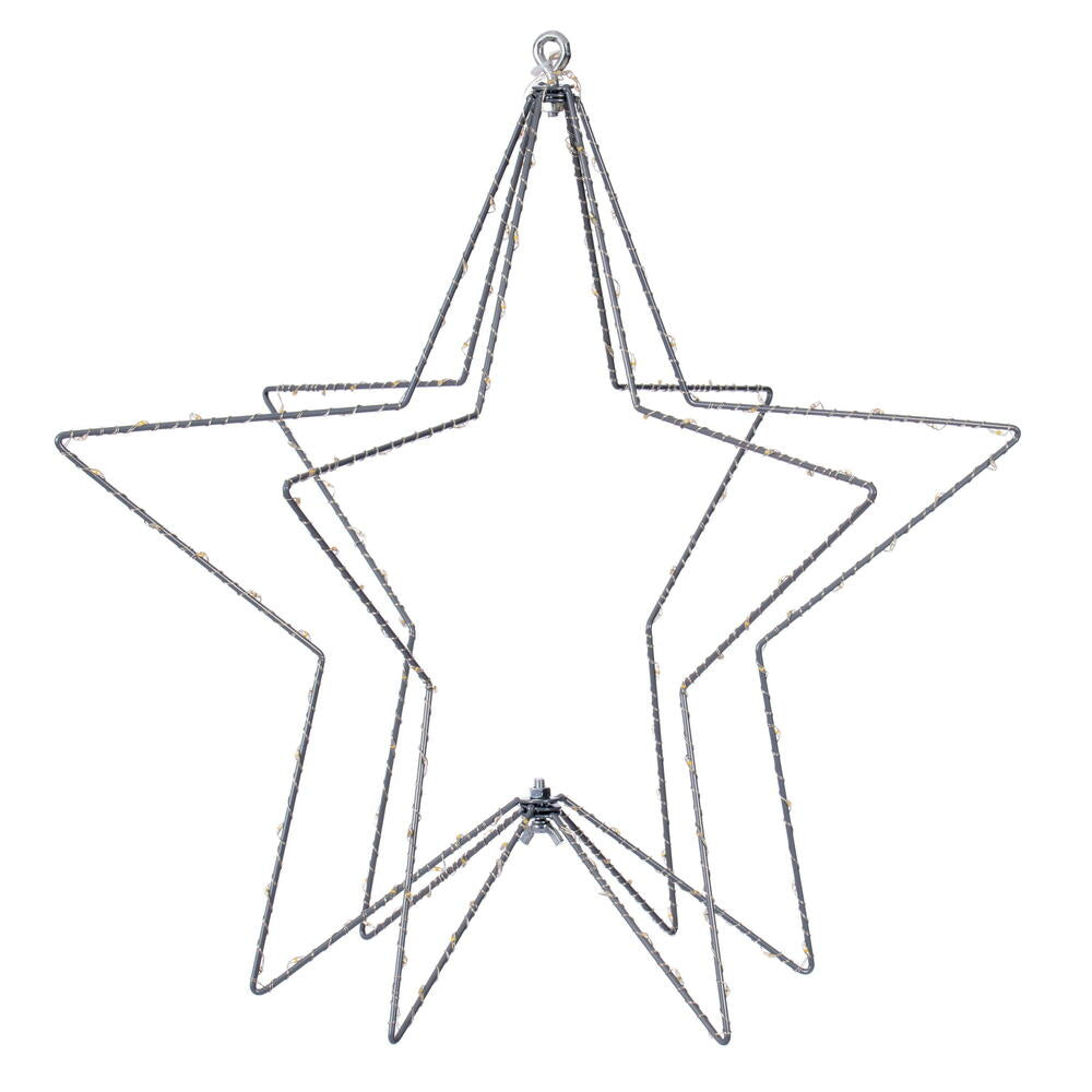 Vickerman 180 lights x 18" Warm White LED Five Point Star Steel Wire Silhouette Light.