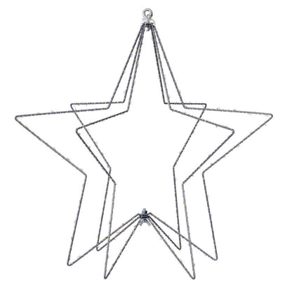 Vickerman 180 lights x 18" Warm White LED Five Point Star Steel Wire Silhouette Light.