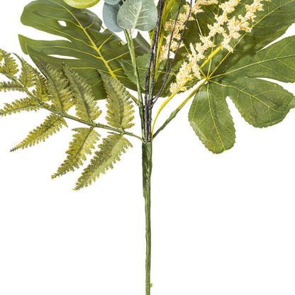 Vickerman 26" Artificial Green Mixed Jungle Foliage Spray. Combination of leaves.
