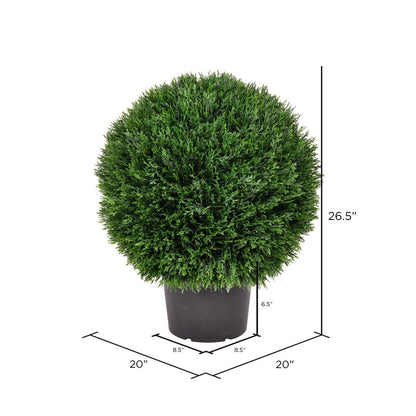 Vickerman 20" Artificial Potted Green Cedar Topiary Ball.