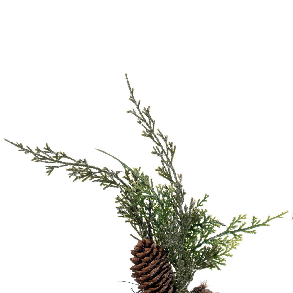 Vickerman 24" Artificial Snow Cedar Hanging Wreath with Pinecones.