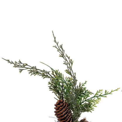 Vickerman 24" Artificial Snow Cedar Hanging Wreath with Pinecones.