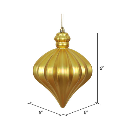 Vickerman 6" Gold Matte Onion Drop Christmas Ornament 4 per Bag