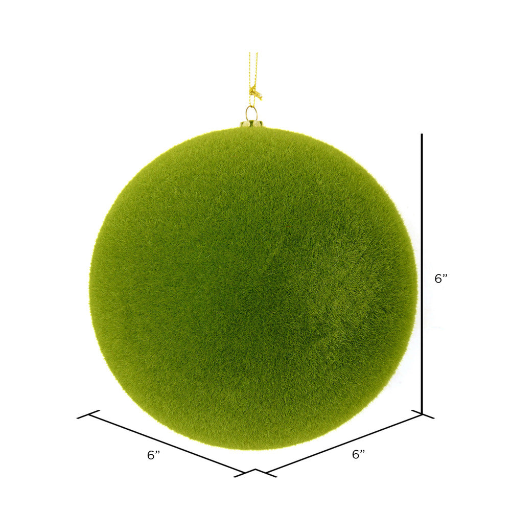 Vickerman 6" Moss Green Flocked Ball Ornament 4 per bag.