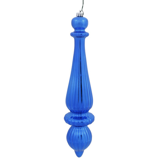 Vickerman 14" Blue Shiny Finial Drop Ornament Pack of 2