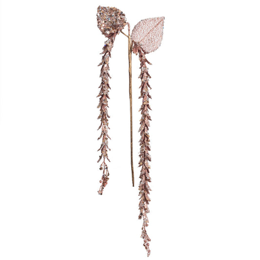 Vickerman 20" Rose Gold Pearl Hanging Lupin Artificial Christmas Spray. Includes 3 sprays per pack.