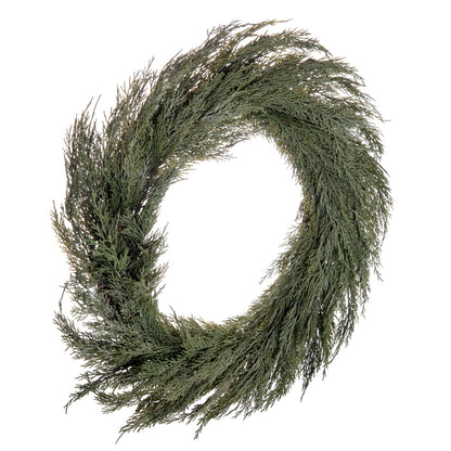 Vickerman 26" Artificial Green Cedar Wreath.