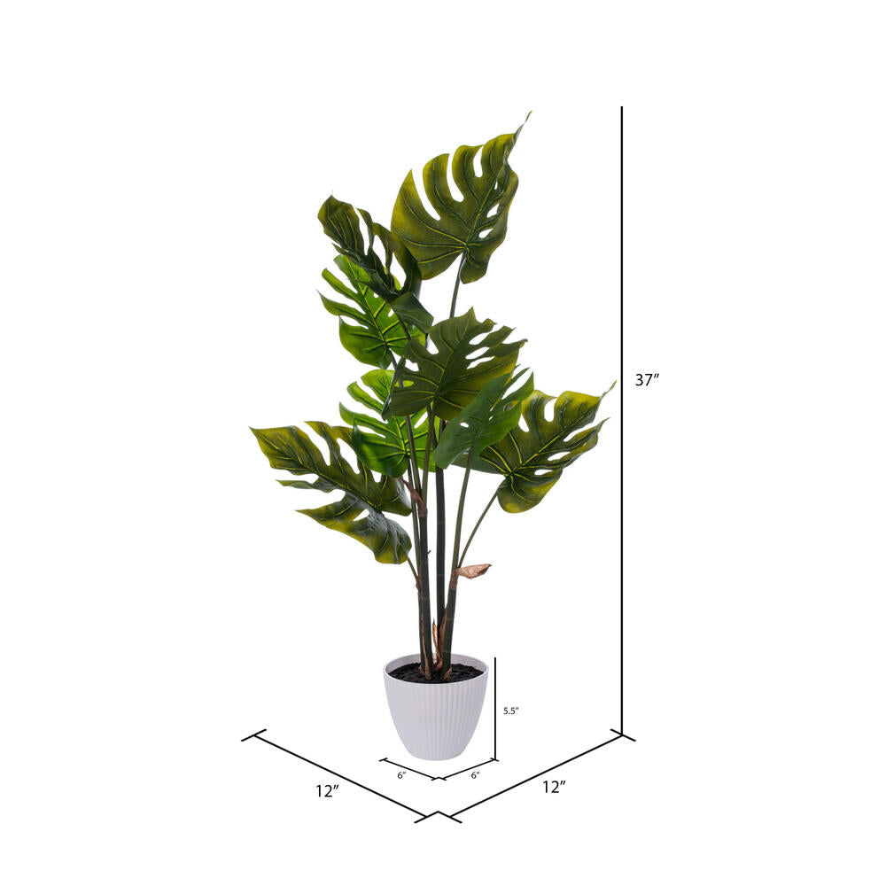 Vickerman 37" Green Monstera Plant x8 in White Pot.