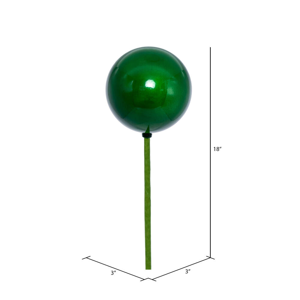 Vickerman 3" x 18" Green Pearl Ball Ornament Stick 12 per bag.