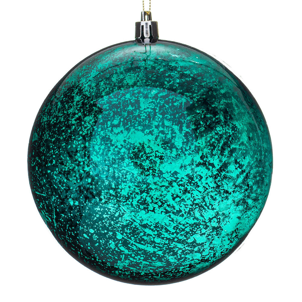 Vickerman 4.75" Sea Blue Shiny Mercury Ball Ornament 4 per Bag