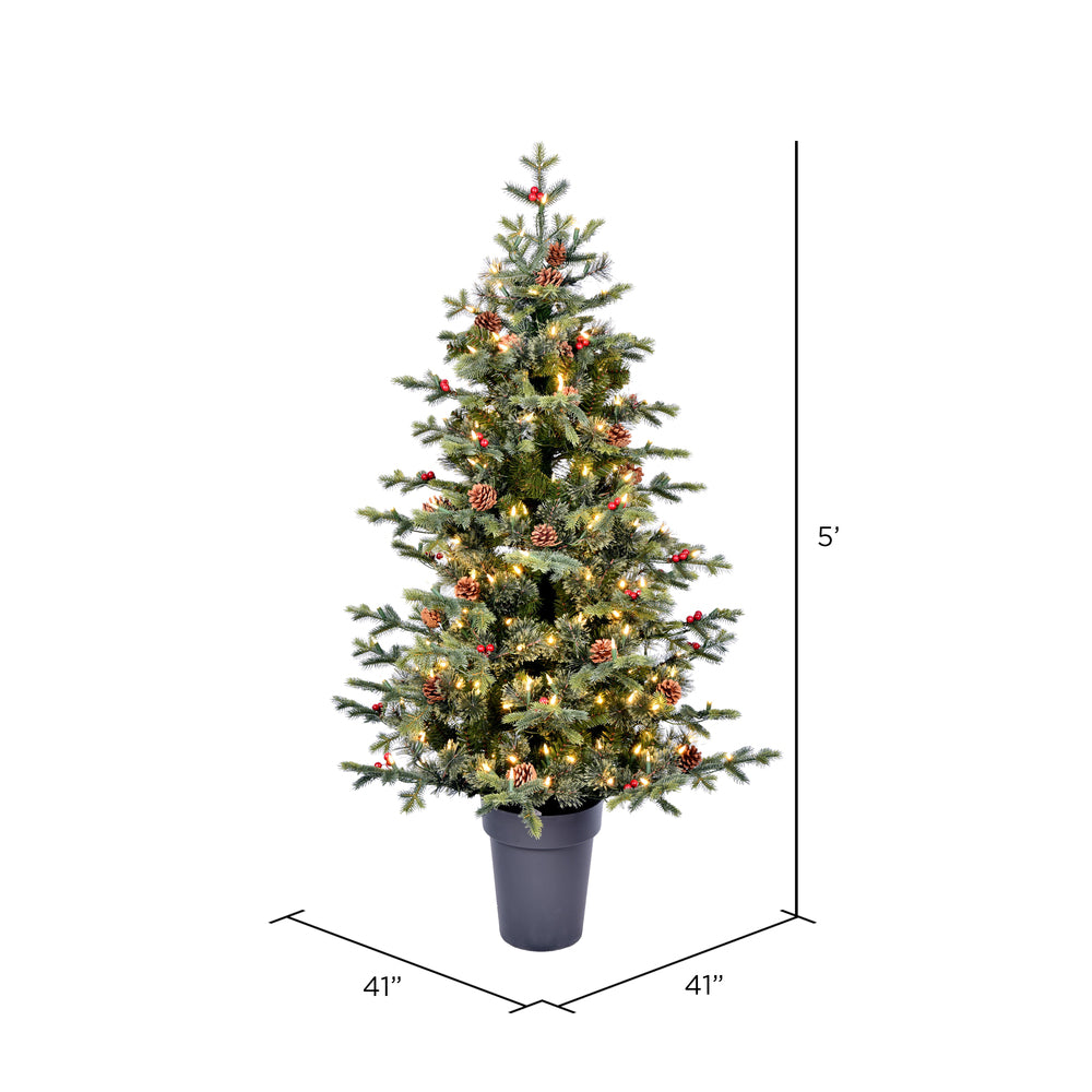 Vickerman 5' x 41" Potted Timberline Pine Artificial Christmas Tree Warm White Dura-lit LED Lights