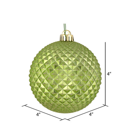 Vickerman 4" Celadon Durian Glitter Ball Ornament 6 per Bag