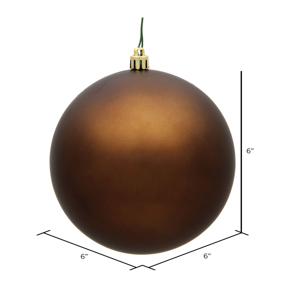 Vickerman 6" Mocha Matte Ball Ornament 4 per Bag