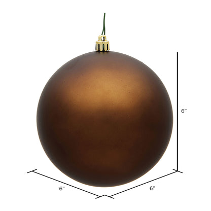 Vickerman 6" Mocha Matte Ball Ornament 4 per Bag
