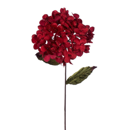 Vickerman 17" Artificial Red Hydrangea Christmas Spray 3 per bag