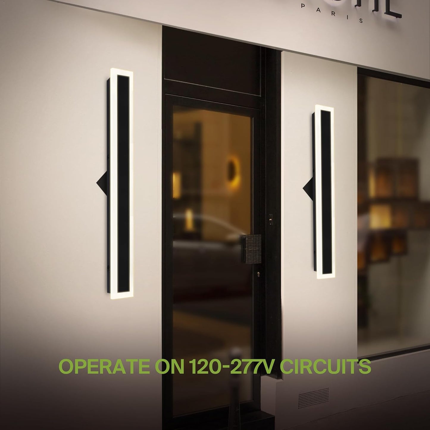 ASD Lighting LED Outdoor Wall Sconce Narrow design 36" 30W 120-277V CCT Selectable 3000/4000/5000K Dimmable Black ETL
