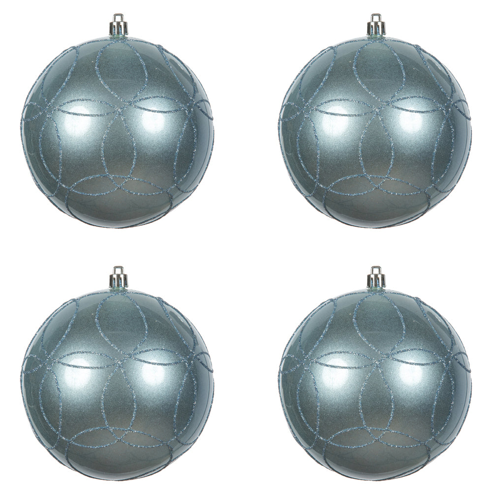 Vickerman 4.75" Periwinkle Candy Ornament with Circle Glitter Pattern 4 per Bag