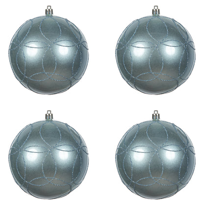 Vickerman 4.75" Periwinkle Candy Ornament with Circle Glitter Pattern 4 per Bag