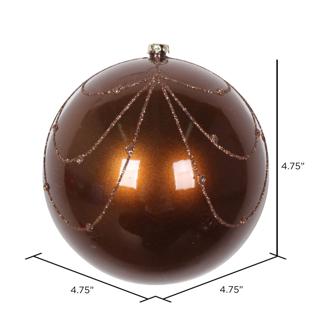 Vickerman 4.75" Mocha Candy Finish Curtain Ornament with Glitter Accents 4 per Bag