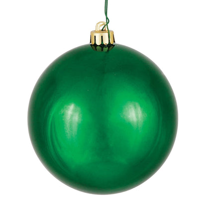 Vickerman 4.75" Emerald Shiny Ball Ornament 4 per Bag