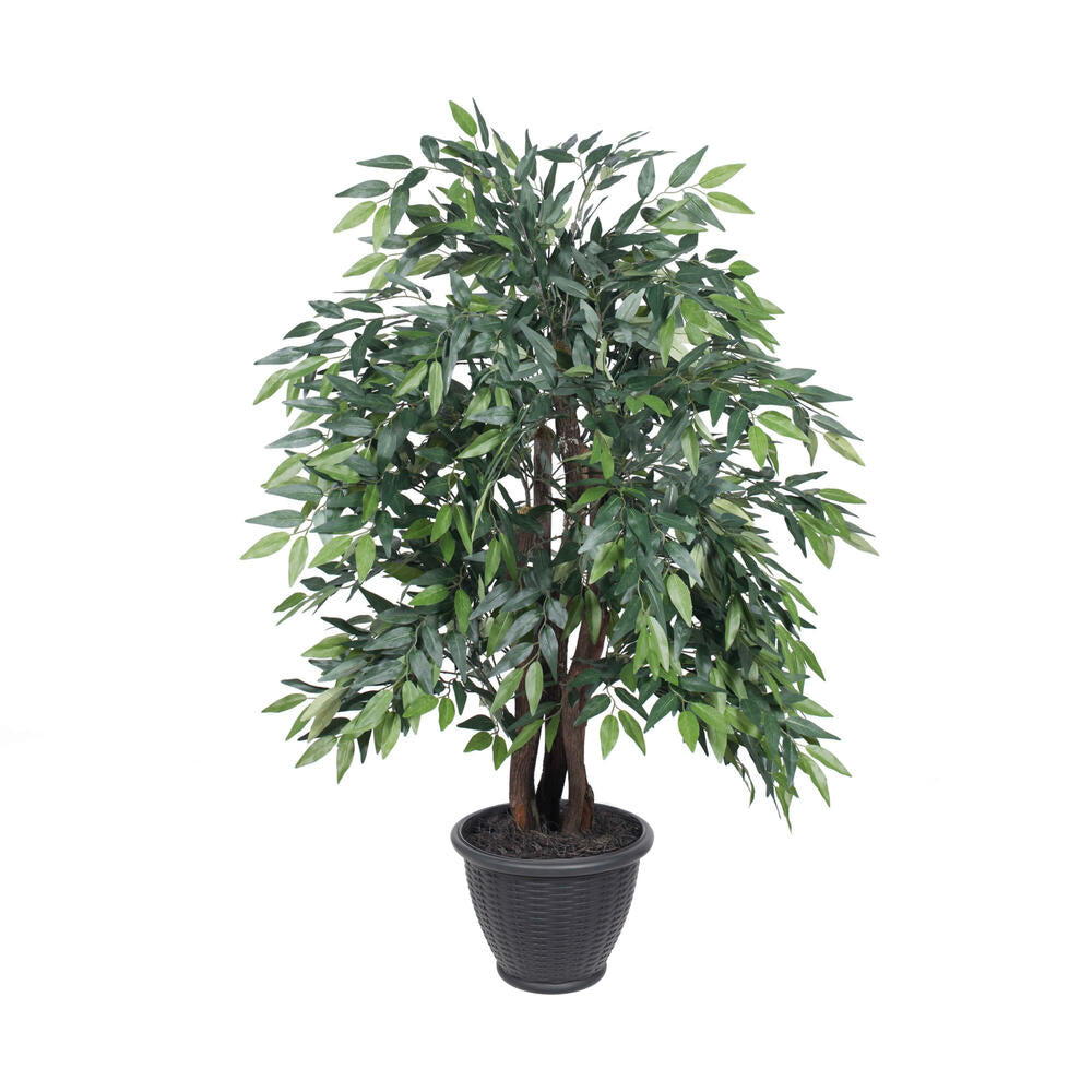 Vickerman 4' Artificial Green Smilax Extra Full Bush Gray Round Plastic Container.