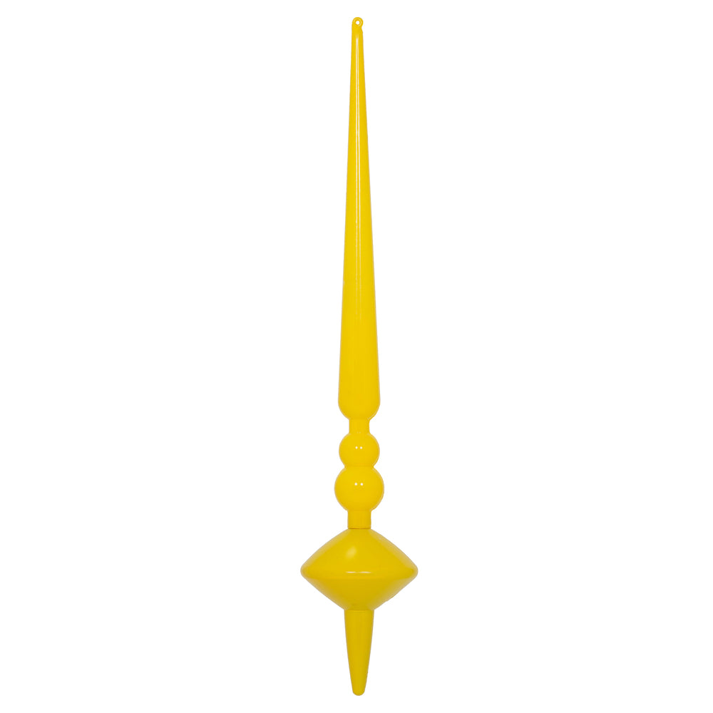 Vickerman 18" Yellow Shiny Cupola Finial. This long finial ornament adds depth and texture to any holiday decorating project. Made with shatterproof plastic.