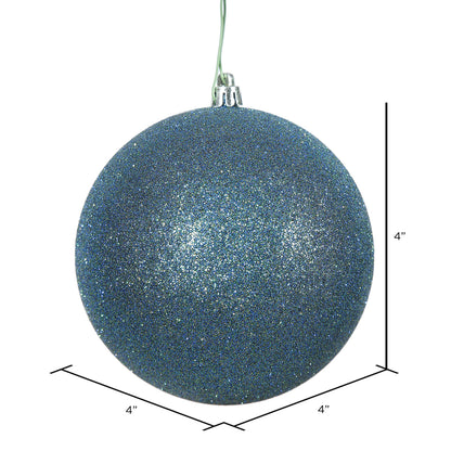 Vickerman 4" Sea Blue Glitter Ball Ornament 6 per Bag