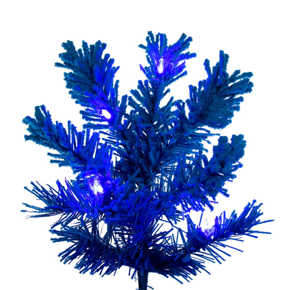 Vickerman 4.5' x 19" Flocked Turquoise Pencil Christmas Tree Dura-Lit® Turquoise LED Mini Lights.